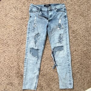 Express Distressed Skinny Jeans